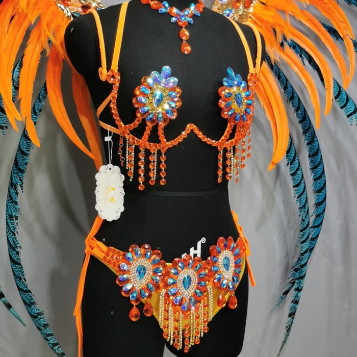 Top quality Handmade Samba Rio Carnival Costume With Stone Sexy Belly  Dancing Costume Wire Bra +