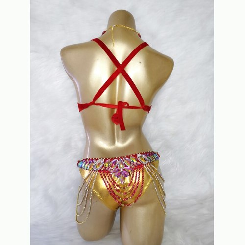 New Stage Wear Sexy Samba Carnival Handmade Belly Dance Costume Suit For Women Beaded Bra&Belt Set Party Rave Dancing Outfit C028