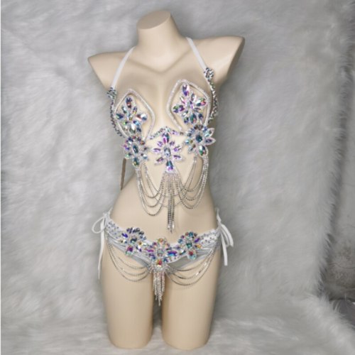 Samba Carnival Wire Bra & Panty & Belt Set Hand Made Belly Dancing Costume Outfit FREE SHIPPING CB026