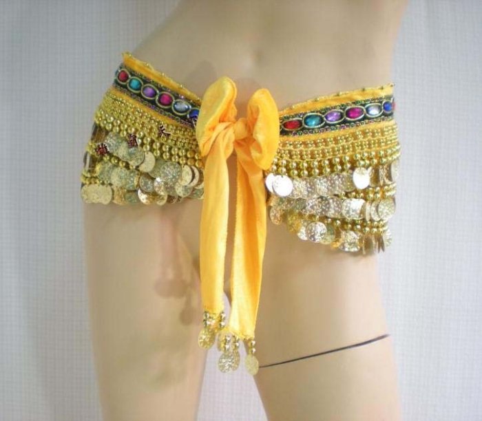 5pcs mix colors Belly dance Hip Scarf 338 coins gold/silver Coin Belt Wraps HS1015-2