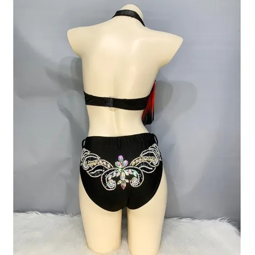 Women Stage Costumes Bra Panty Set Sexy Bikini Diamond Party Club Performance Carnival Costumes Night Belly Dance Outfit Wear N21012