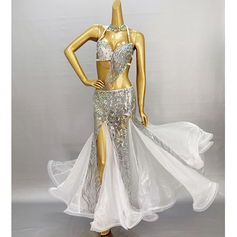 Yellow & Gold Sequin Cabaret Dance Costume Bra with Beading
