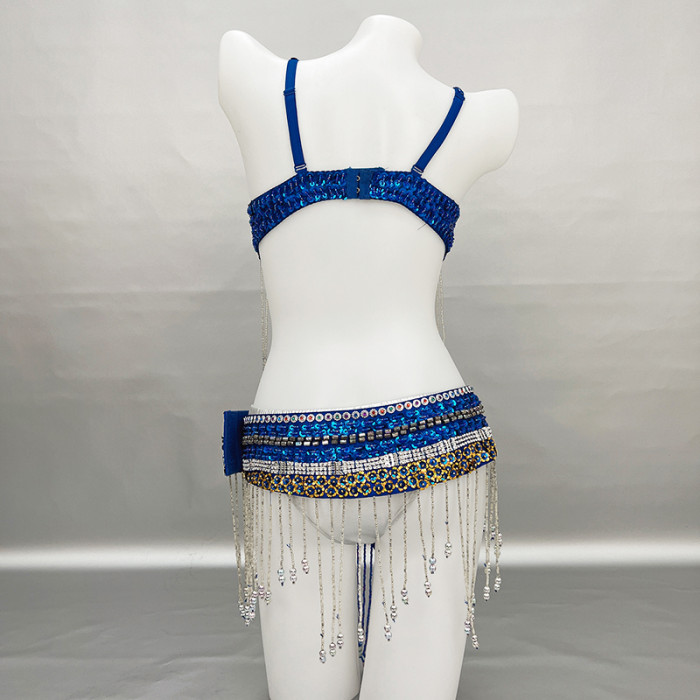 Wholesale New Sequins Beaded Belly Dance Costume Bra+Belt Set