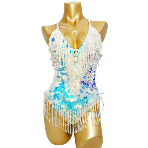 Flashing Sequins One-Piece Bodysuit Women's Singer Dance Sexy Evening Carnival Costumes Stage Dance Wear Nightclub Outfit BS03