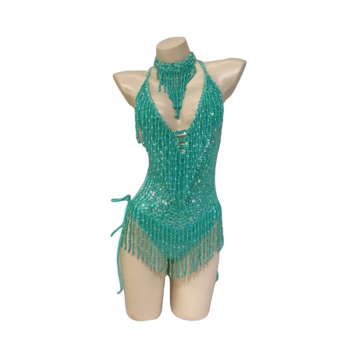 Flashing Sequins One-Piece Bodysuit Women's Singer Dance Sexy Evening Carnival Costumes Stage Dance Wear Nightclub Outfit BS16