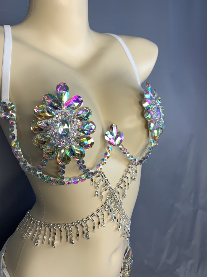 New Bra Handmade Sexy Samba Carnival Bra Stone Hollywood Women's Belly dancing Top WIRE BRA