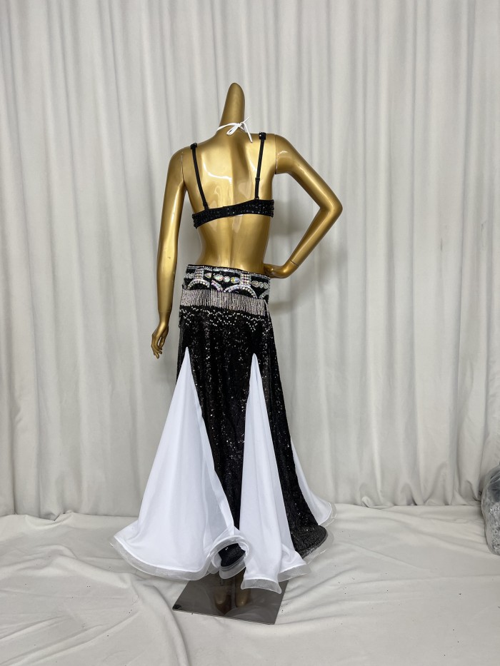 Hot Sale Professional Women belly dance costume wear for stage performance outfit 3piece suit Beaded carnival dancer costume set TF1618 + SK1911 (3PCS/SET)