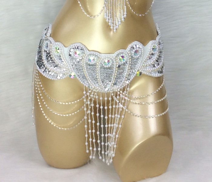 New style Belly Dance Costume Women sequins Hip Scarf Wrap bellydancing Belts with tassel beads waist chain BELT 2152