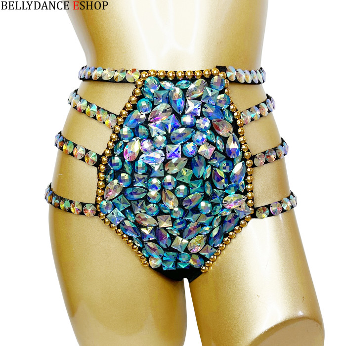Samba Carnival Wire Bra And Panty Rainbow Stone Free Shipping Black and royal blue color BP036