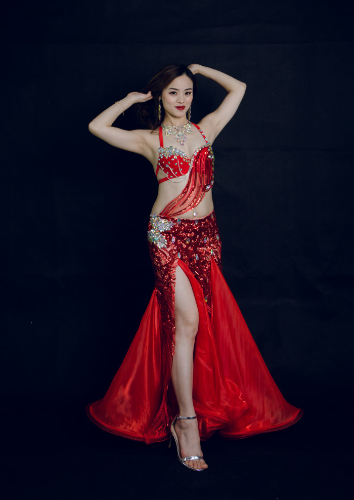 New Adult Women Stage Performance gorgeous Belly Dance Costume Bra Skirt 3Piece Set Handmade Beaded Performance Show Suit outfit  TF1903  (3PCS/SET ）