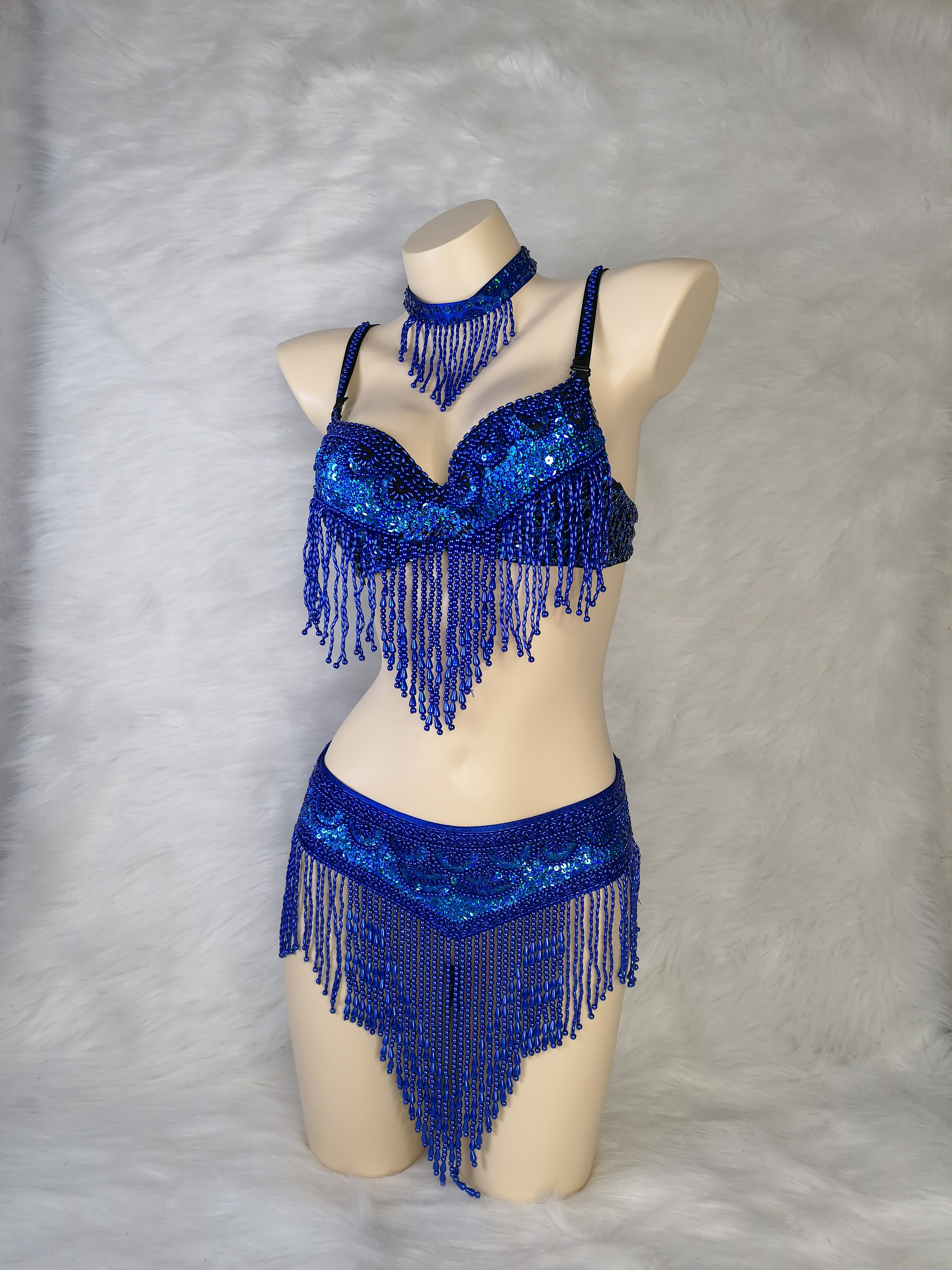 New Women's Belly Dance Set Sexy Carnival Costume Beaded