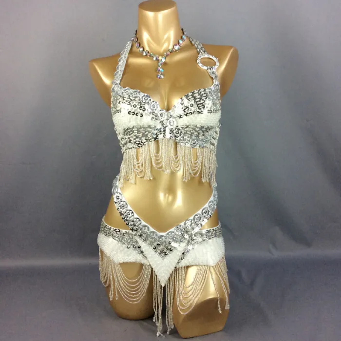 Hot design handmade beaded belly dance costume wear Bar+Belt 2piece/ set ,7 color ladies belly dance costumes women dancing wear TF250