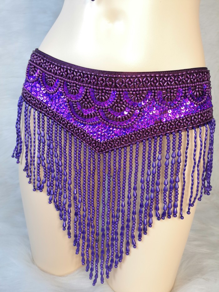 New style Belly Dance Costume Women sequins Hip Scarf Wrap bellydancing Belts with tassel beads waist chain BELT T201