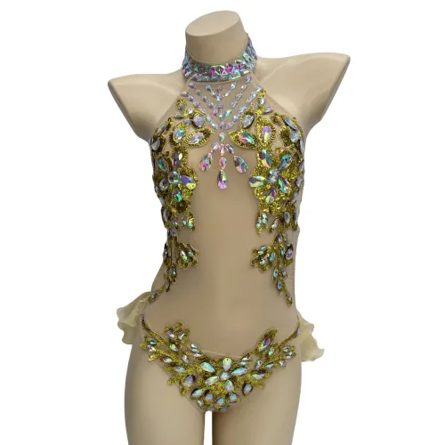 Flashing Sequins One-Piece Bodysuit Women's Singer Dance Sexy Evening Carnival Costumes Stage Dance Wear Nightclub Outfit BS2108