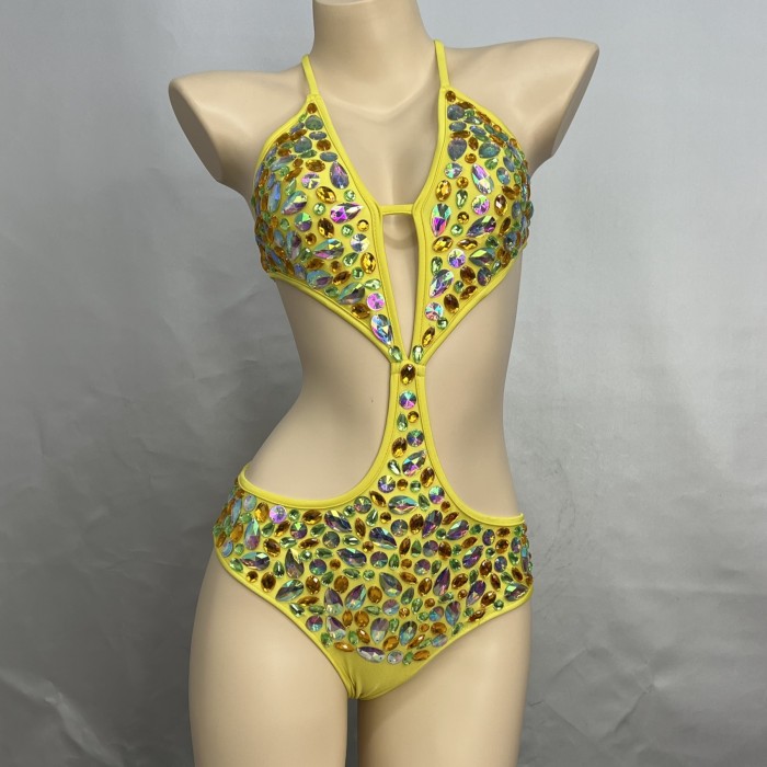 Samba Carnival Handmade Stones Costumes 1 piece set Yellow Color