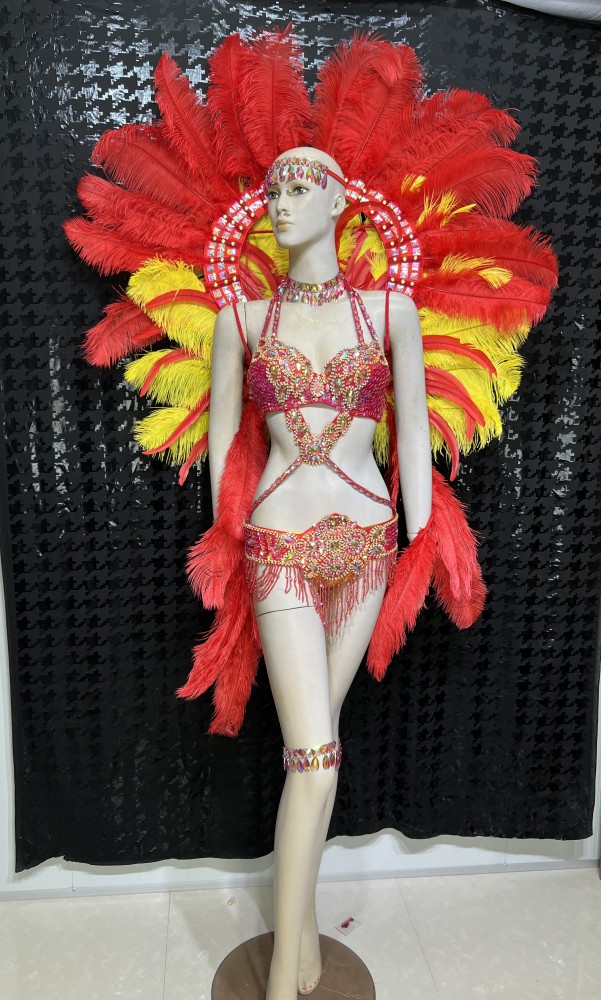 Hot sale Women's beaded Crystal belly dance costume wear sexy bellydancing costumes bellydance clothes with feather