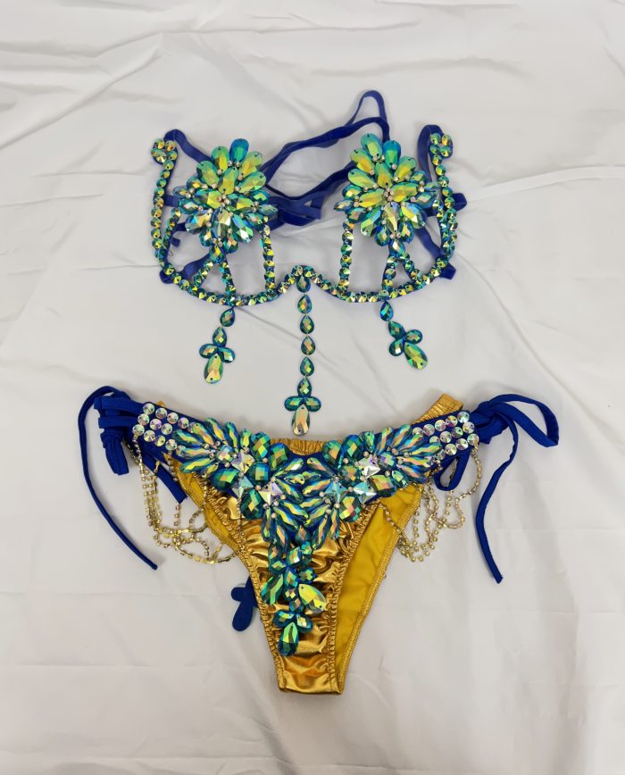 Samba Carnival Wire Bra & Panty & belt Set Hand Made 4 Piece Belly dancing WIRE BRA C023