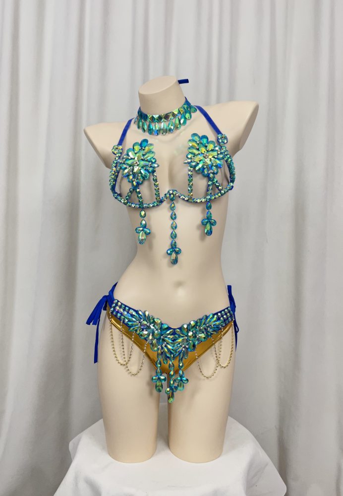 Samba Carnival Wire Bra & Panty & belt Set Hand Made 4 Piece Belly dancing WIRE BRA C023