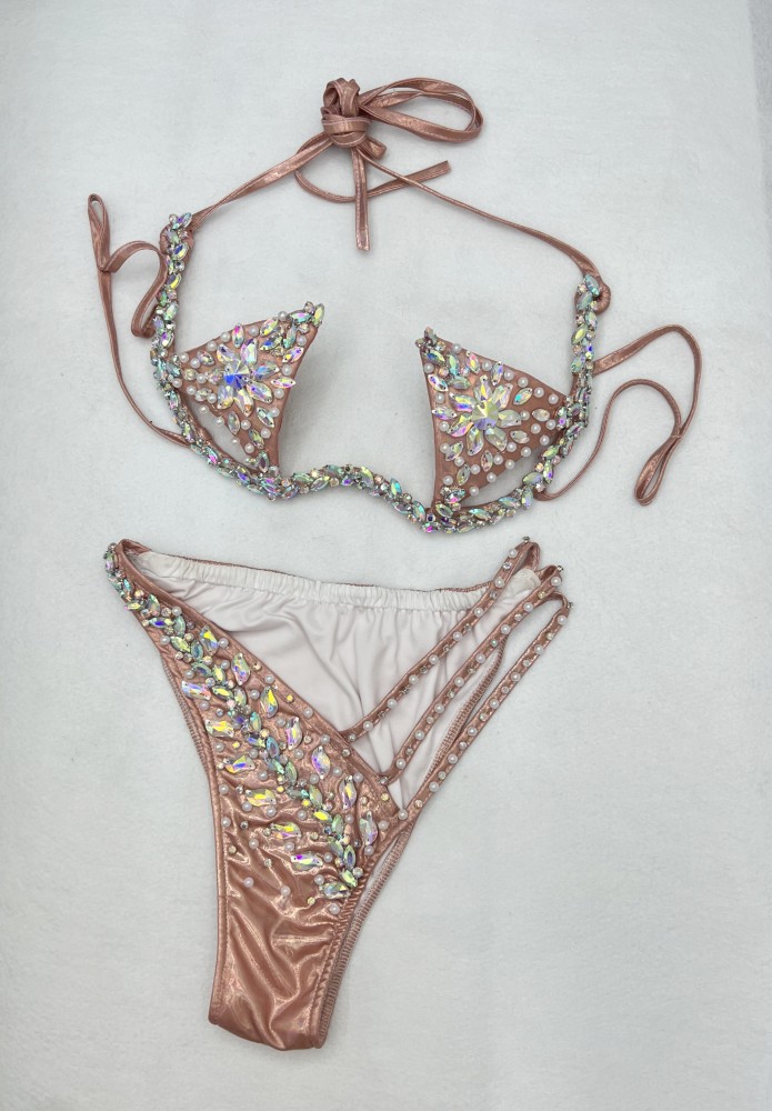 Samba Carnival Belly Wire Bra  and Panty Hand Beads Passista Pageant Cabaret Broadway Theater Mardi Gras,Vegas Showgirls C054