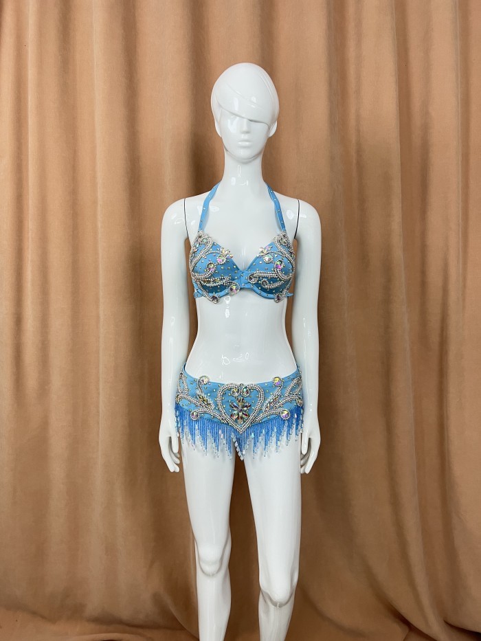 Hot sale Women's beaded Crystal belly dance costume wear bra belt 2pc set clothes bellydance Carnival sexy bellydancing costumes  tf1909