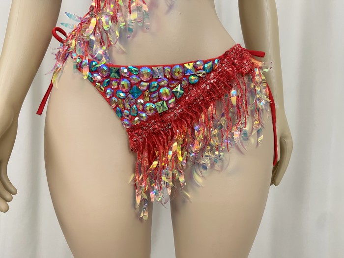 Samba Carnival  Bra And Panty Hand Beads Passista Pageant Cabaret Broadway Theater Mrdi Gras,Vegas Showgirl C052