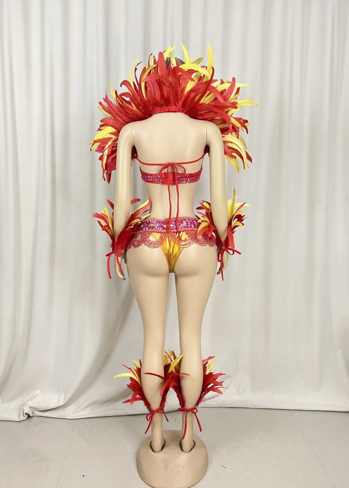 Hot sale Women's beaded Crystal belly dance costume wear sexy bellydancing costumes bellydance clothes with feather