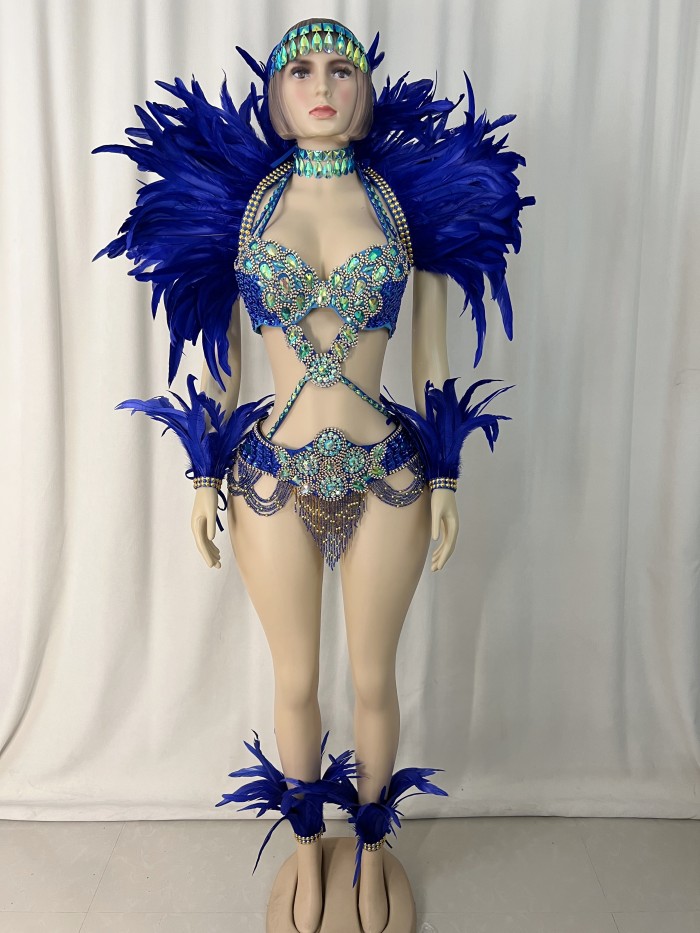 Hot sale Women's beaded Crystal belly dance costume wear sexy bellydancing costumes bellydance clothes with feather