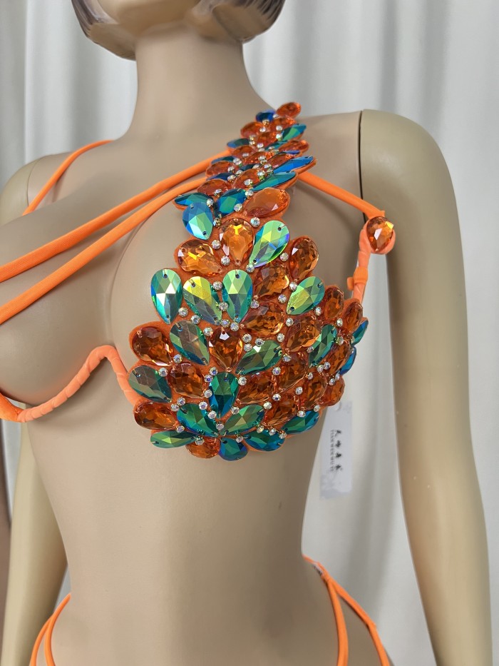 Samba Carnival Belly Wire Bra Belt  and Panty Hand Beads Passista Pageant Cabaret Broadway Theater Mardi Gras,Vegas Showgirls C048