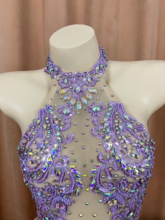 Flashing Sequins One-Piece Bodysuit Women's Singer Dance Sexy Evening Carnival Costumes Stage Dance Wear Nightclub Outfit BS2103