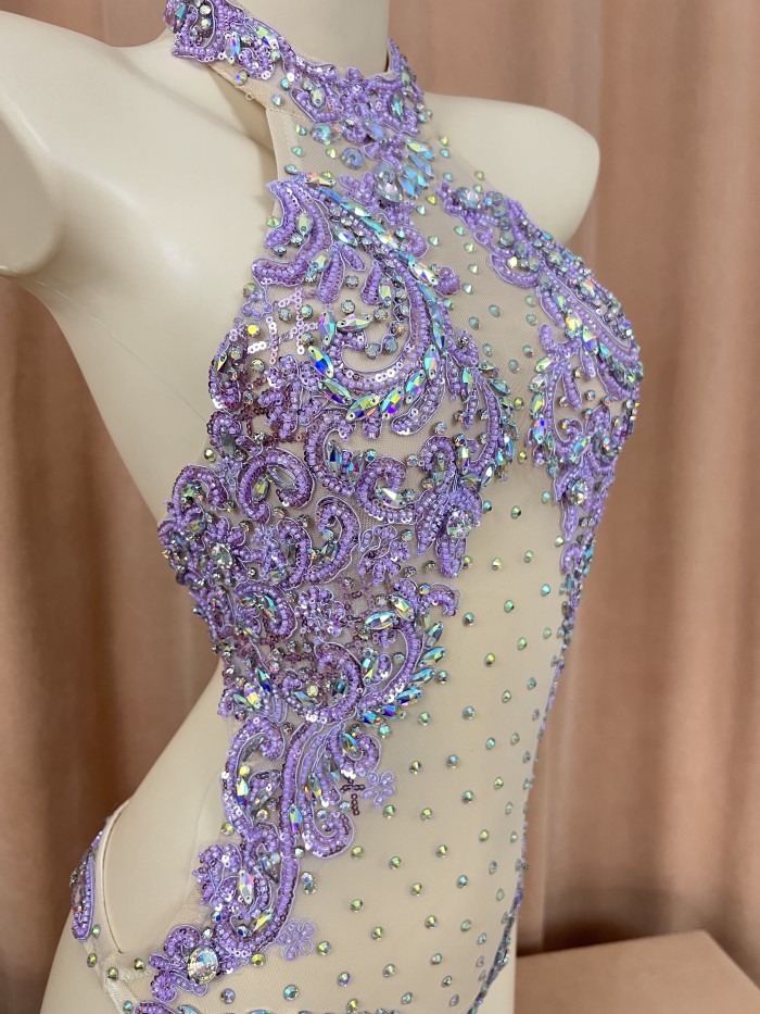 Flashing Sequins One-Piece Bodysuit Women's Singer Dance Sexy Evening Carnival Costumes Stage Dance Wear Nightclub Outfit BS2103