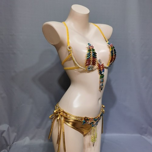 New Style Sexy Samba Carnival For Women Wire Bra & Belt  stones Samba Suit C039