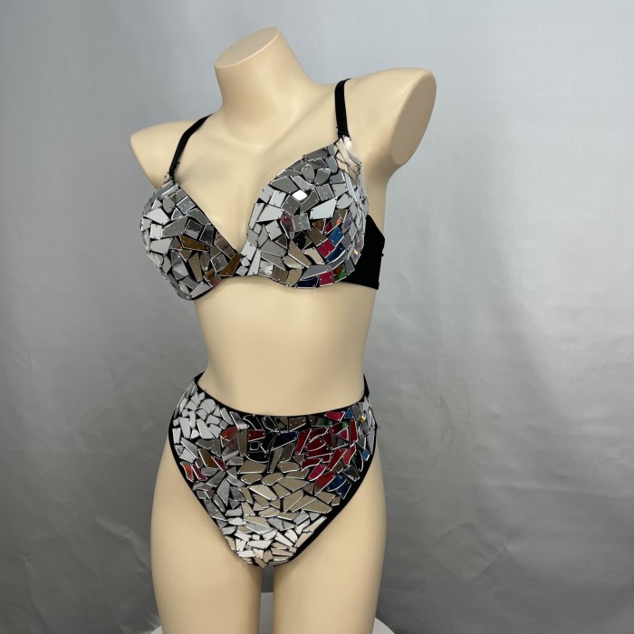 Samba Carnival Handmade Bra And High Waist Bottom mirror stones For EDC Festival Costumes