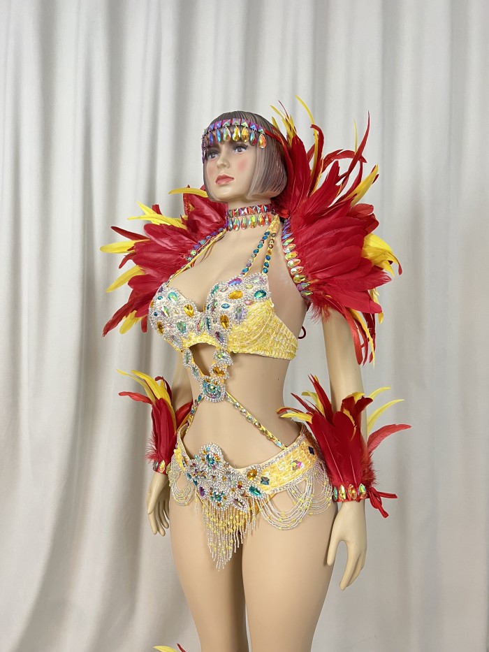 Hot sale Women's beaded Crystal belly dance costume wear sexy bellydancing costumes bellydance clothes with feather