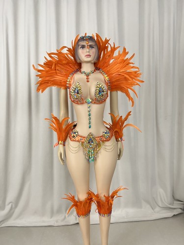 Samba Costumes Handmade Wire Bra And Belt With Feather Piece For Festival Costumes