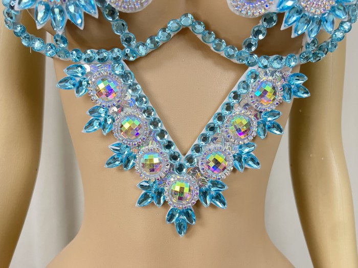New Style Samba Carnival Handmade Wire Bra With Stones TRQ Color For Performance Costumes