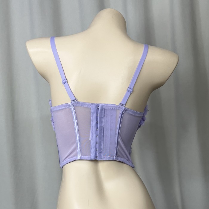 Sexy Corset Top For Women Nightclub Flowers Top With Chest Pad Party Short Clothes