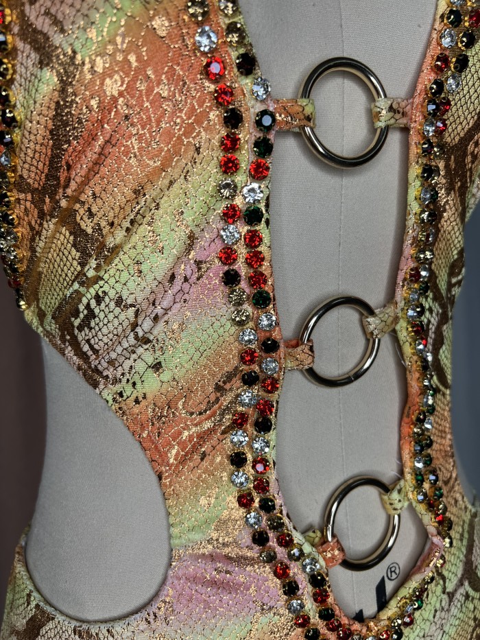 Sexy Women Beads Bodysuit Sequins Swimsuit Rave Dancer One-piece Outfit Costumes Stage Performance Leotard Show Girls