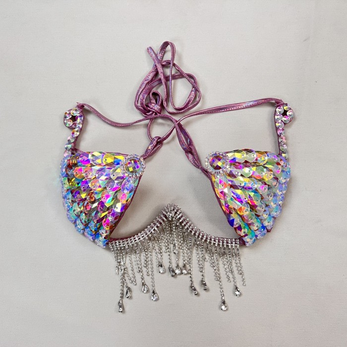 New Style Samba Carnival Handmade Wire Bra With Silver AB sTONES For Performance Costumes