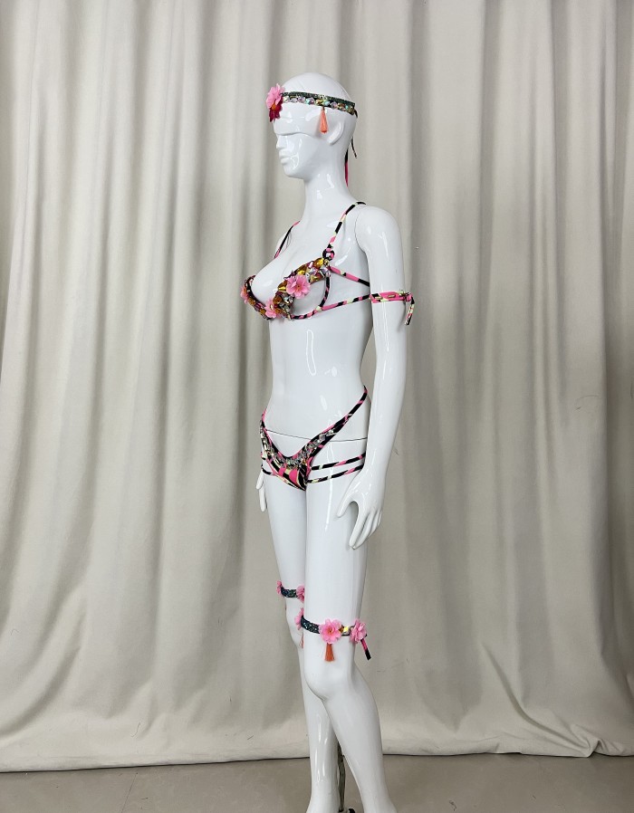 Halloween Samba Carnival Handmade Wire Bra And Panty With Headpiece,Arm Piece And Leg Piece For EDC Festival