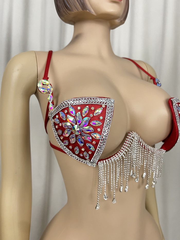 New Style Samba Carnival Handmade Wire Bra With Stones And Diamond Chains For EDC Halloween