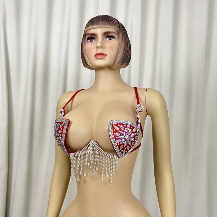 New Style Samba Carnival Handmade Wire Bra With Stones And Diamond Chains For EDC Halloween