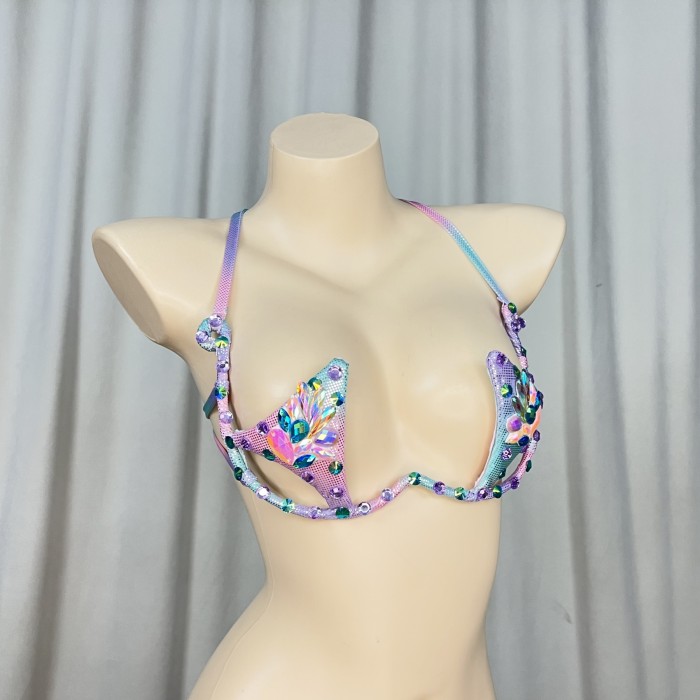 Samba Carnival Handmade Wire Bra With Stones And Beads For EDC Performance