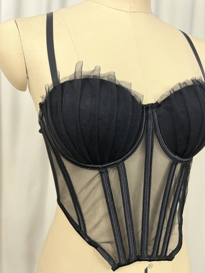 Fishbone lace sexy spicy girl corset, small camisole, vest, women's strapless, waist cinching, slimming underwear, top support bra, thin design