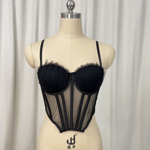 Fishbone lace sexy spicy girl corset, small camisole, vest, women's strapless, waist cinching, slimming underwear, top support bra, thin design