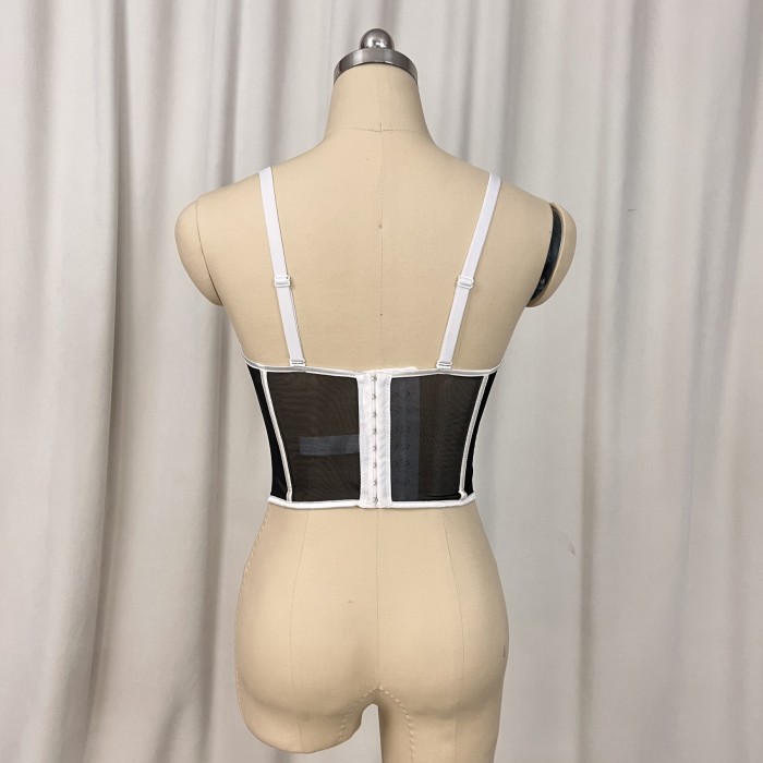 Sexy and versatile fishbone slim fit, irregular short style camisole vest, inner bra top for women