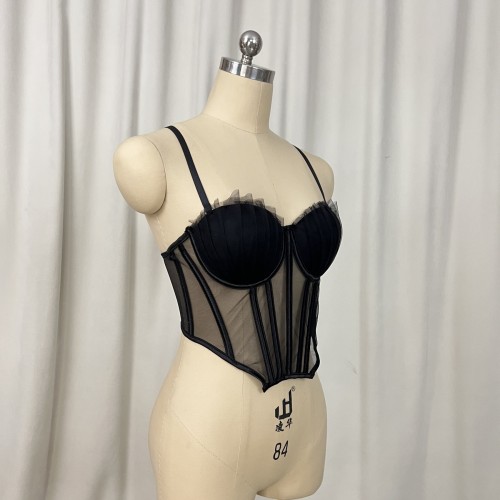 Fishbone lace sexy spicy girl corset, small camisole, vest, women's strapless, waist cinching, slimming underwear, top support bra, thin design