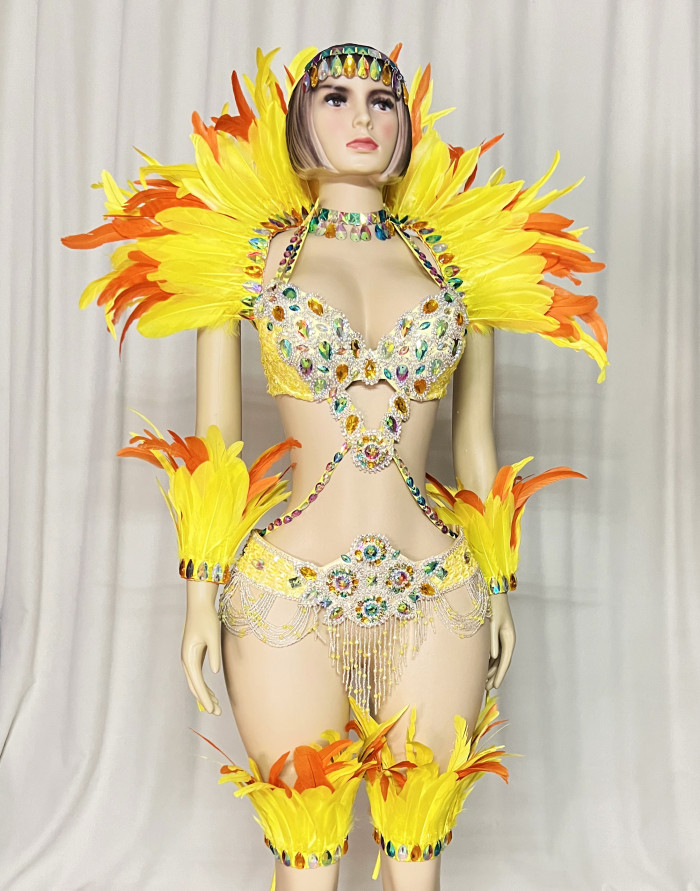 Hot sale Women's beaded Crystal belly dance costume wear sexy bellydancing costumes bellydance clothes with feather