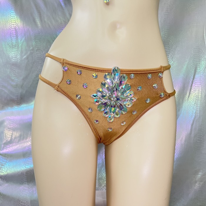 Hand Beaded Belly Dance Samba Costumes Nude Color bra panty 2 pcs