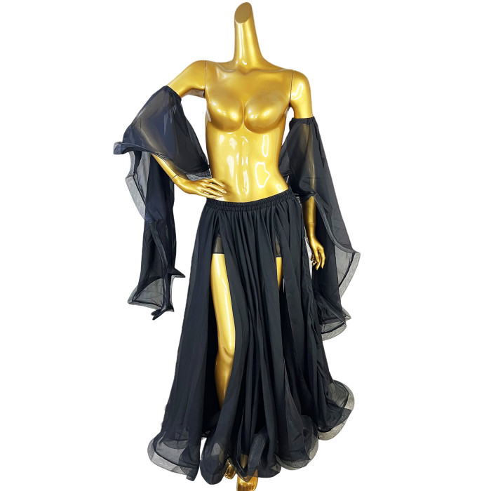 Belly Dance Skirt Slit Both Side With Arm Sleeves For Performance,EDC Festival