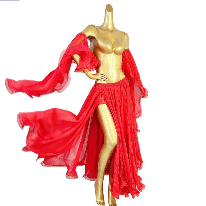 Belly Dance Skirt Slit Both Side With Arm Sleeves For Performance,EDC Festival